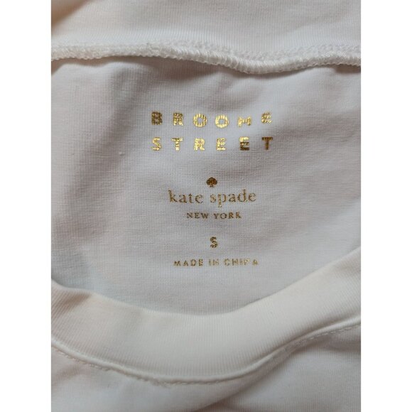 Kate Spade Broome Street Lacy Ruffle White T-Shirt Size S - Picture 2 of 6